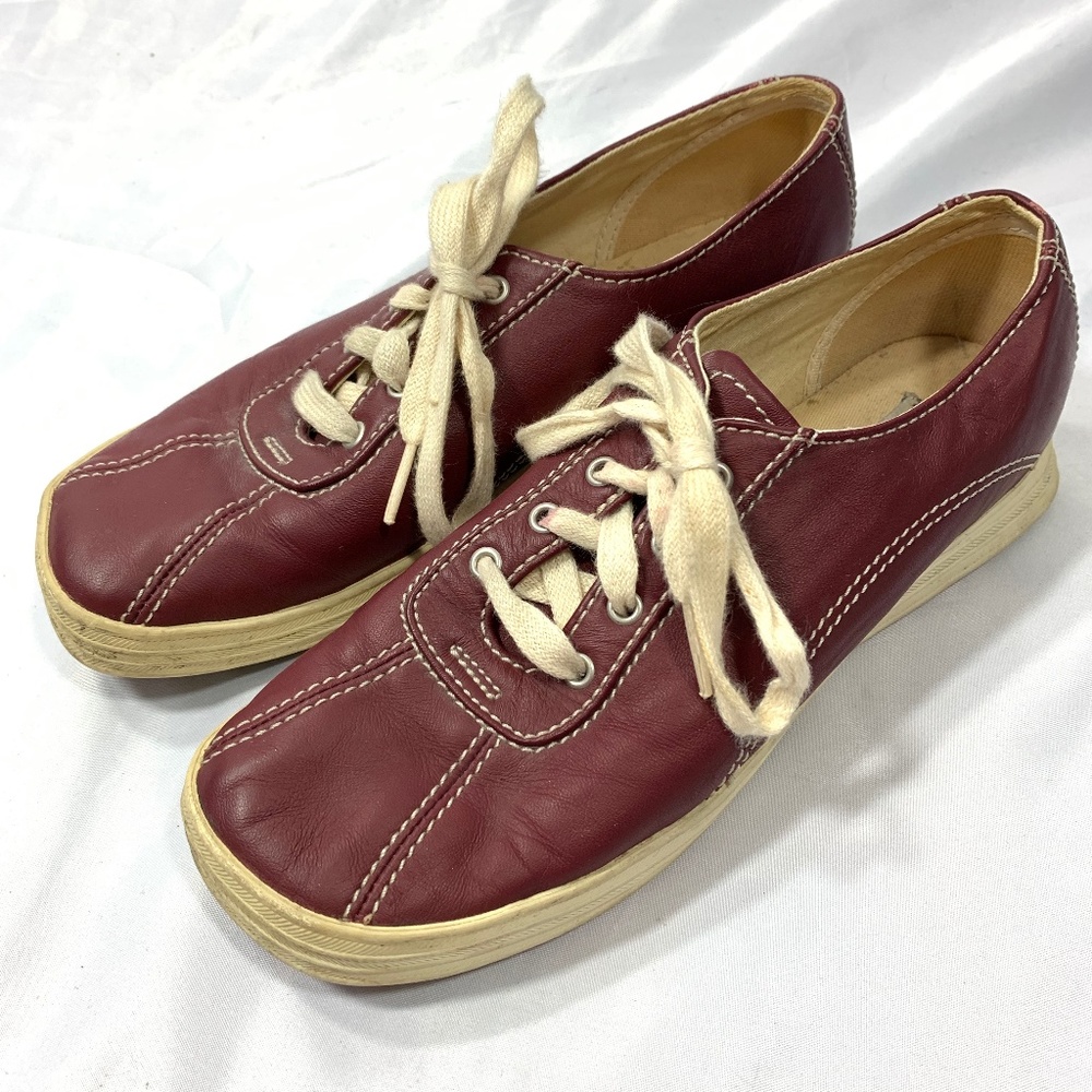 Vtg 60s 70s Burgundy red Leather KEDS Original